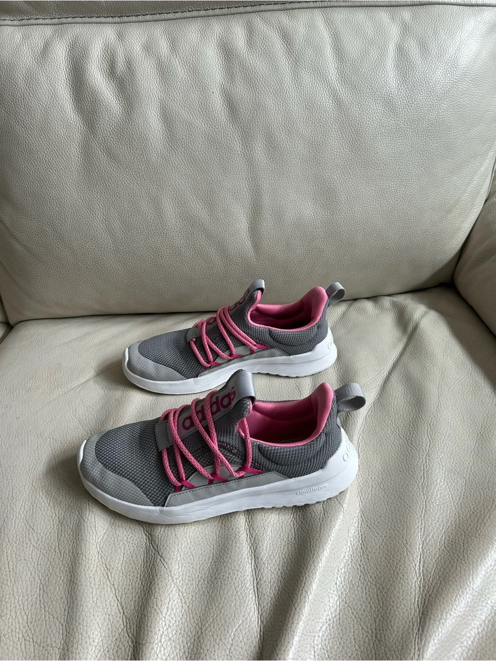 Adidas Gray and Pink Athletic Sneakers, Size 6